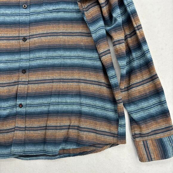 Woolly Flannel Shirt Mens 2XL Blue Orange Stripe Button Down Washable Wool Blend - Picture 7 of 12